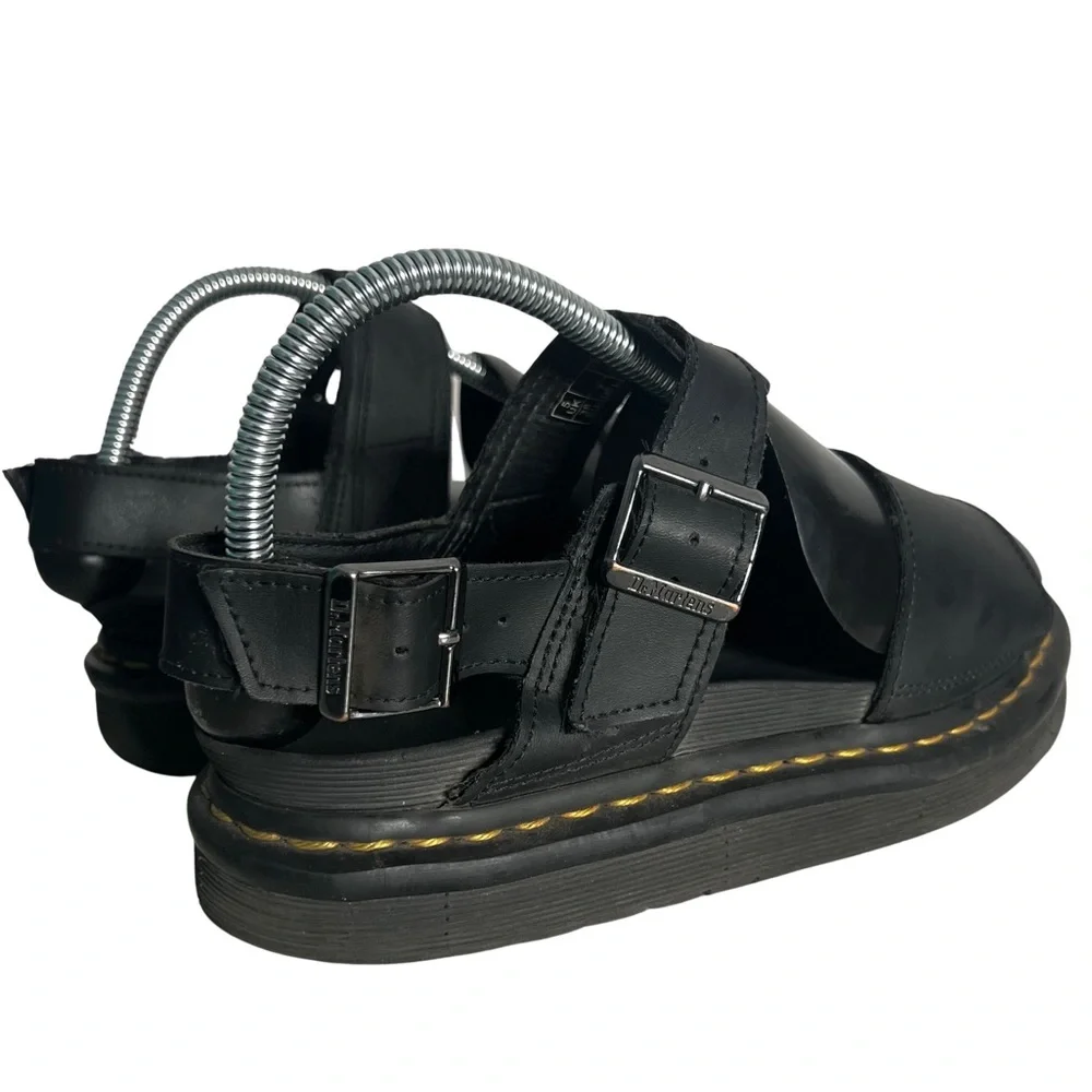 Dr. Martens Voss Black Hydro Leather Platform Sandals Shoes Open Toe Size 7 - Picture 10 of 12